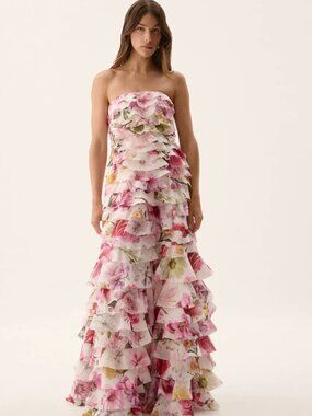 Aje Fleur Pleated Gown